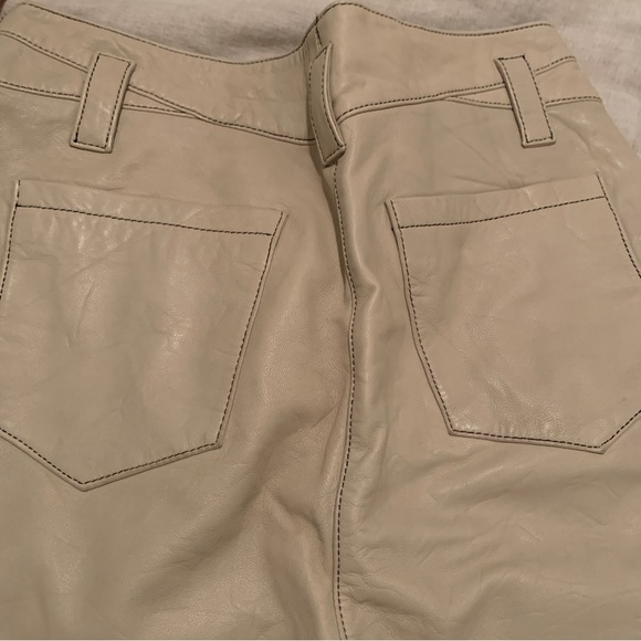 Topshop cream genuine leather high waisted pleated trousers - 8 - Picture 12 of 16